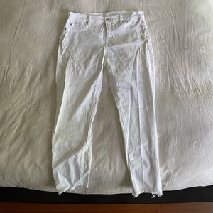 7 for all Mankind white cropped frayed jeans
